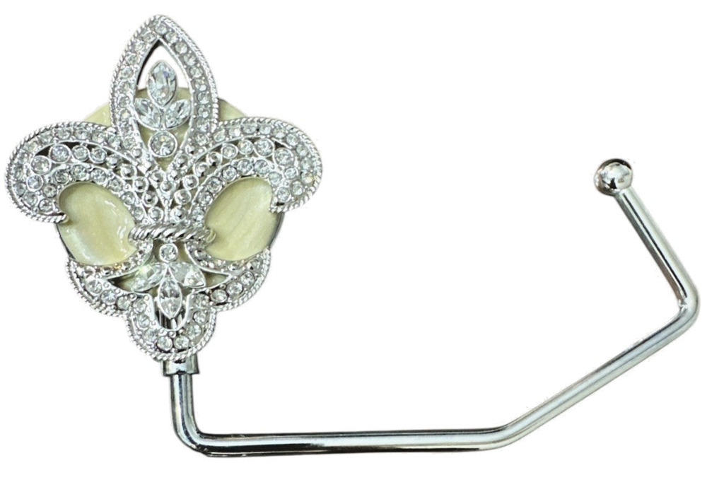 SPRING STREET DESIGN CRYSTAL FLEUR DE LIS HANDBAG HOLDER PURSE HOOK NEW GIFT